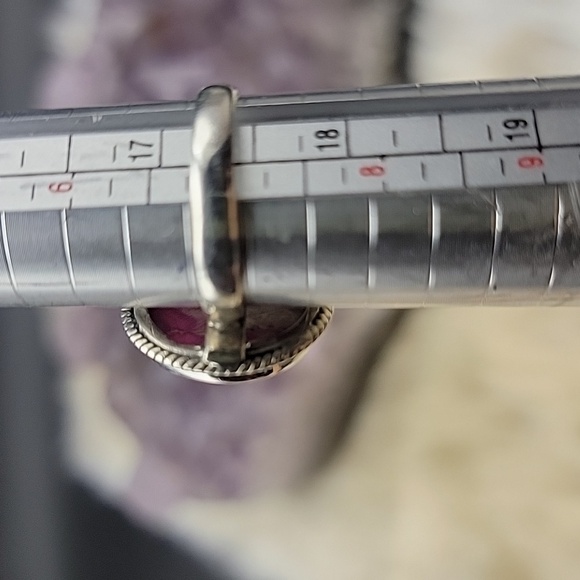 Vivid Pink Sea Sediment Jasper Matrix 925 Sterling Silver Adustable 6 7 8 9 10 - Picture 4 of 9